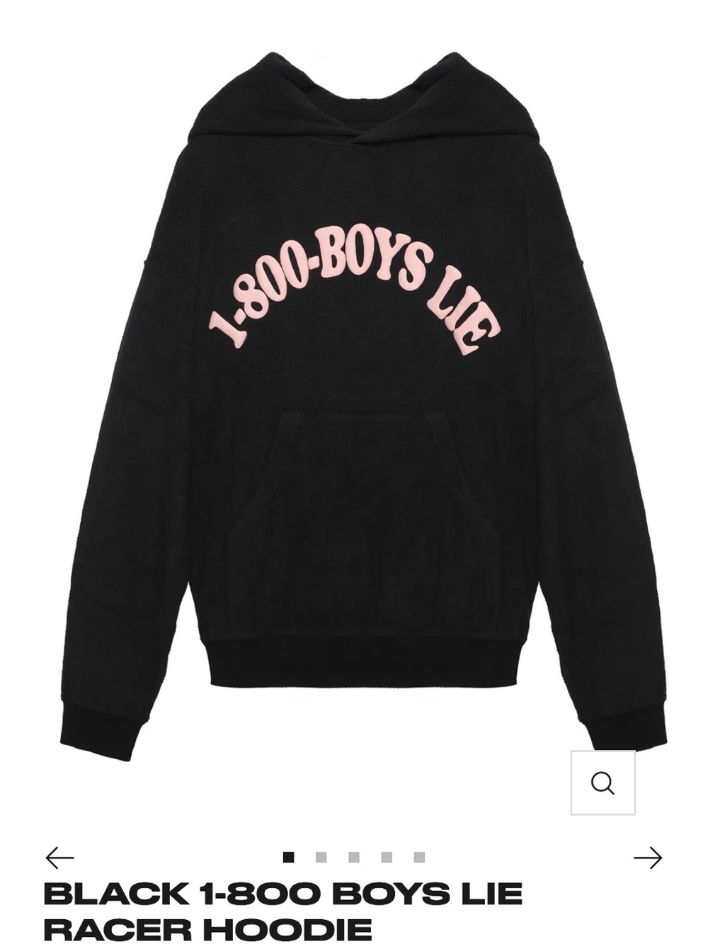 Boys Lie Black Hoodie with Pink 1-800-BOYS LIE Graphic